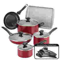 Amazon Vendor Dishwasher Safe Nonstick Conjunto de utensílios de cozinha de 15 peças Vermelho